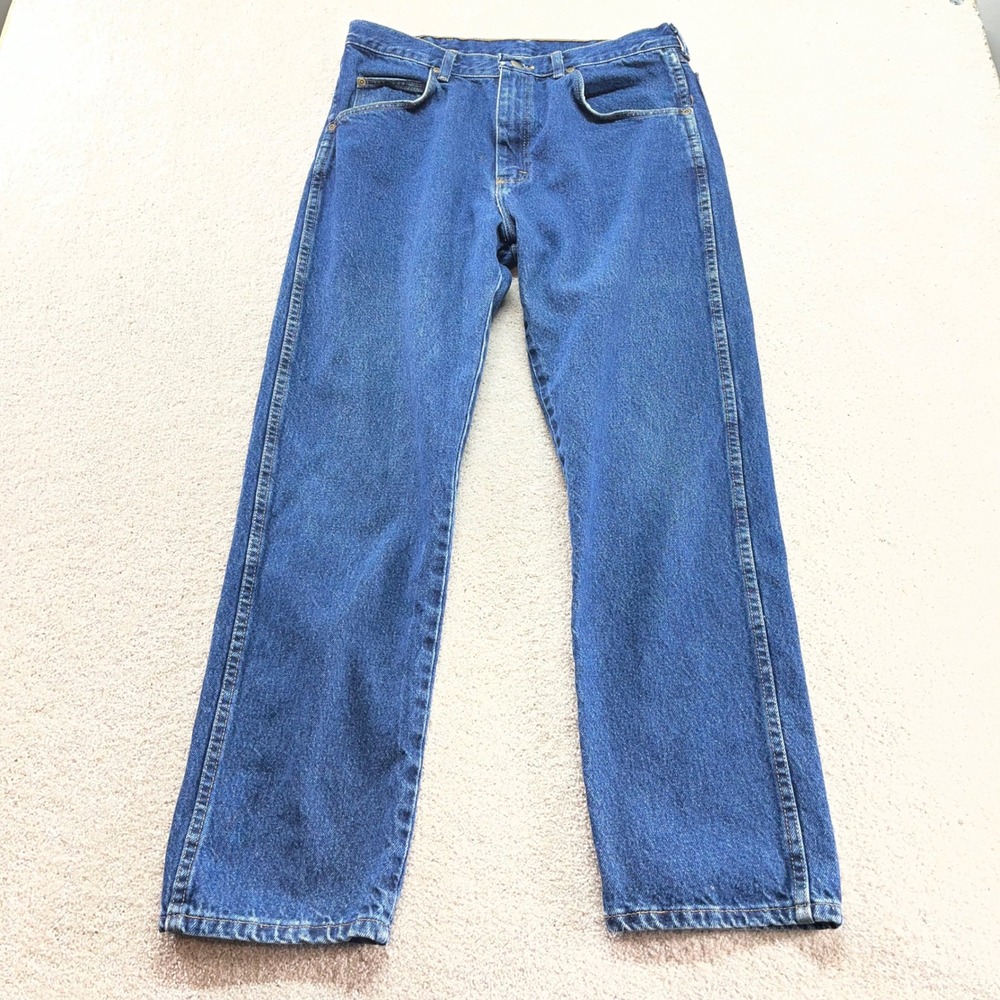Wrangler Jeans Mens 34x30 Blue Straight‎ Leg Denim Cotton Medium Wash Fits 32x28